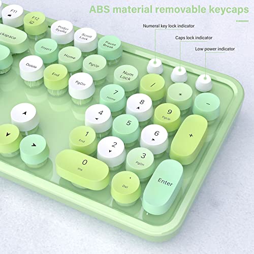 Ubotie Colorful Computer Wireless Keyboards Mouse Combos, Typewriter Flexible Keys Office Full-Sized Keyboard, 2.4Ghz Dropout-Free Connection And Optical Mouse (Green-Colorful) #TOP2