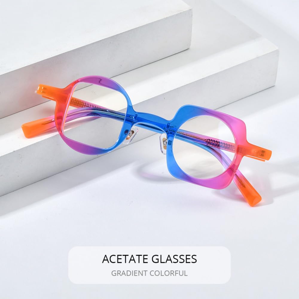 MUTYNE Occhiali da vista in acetato multicolore Montatura da donna Occhiali da vista rotondi da uomo