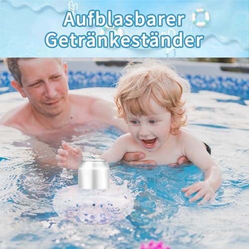 5 Stück Aufblasbare Getränkehalter, Getränkehalter Pool, Schwimmender Getränkehalter Pool, Badewanne Getränke, Schwimmring Transparenter Pool Drink Holder für Poolparty, Strandparty, Tropische Feste