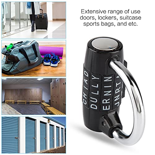 Gym Locker Lock,5 Letter Word Lock, Combination Padlock Travel Suitcase Security Password Lock, 1-Pack(Black) by Dioche - Image 2