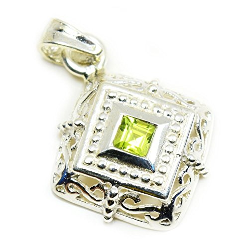 Pendentif en argent et péridot véritable anti-ternissement pour peau sensible - 2