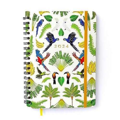 Agenda Planner Wire-O 2024 Pássaros Semanal Checklist 17X24 Floresta Tropical Branci, Cicero
