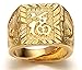 Halukakah Mens Gold Ring 3PCs Set,18K Real Gold Filled Kanji Rich/Luck/Wealth Size Adjustable,Gift for Men