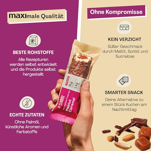 MaxiNutrition Creamy Core Bar Peanut Caramel, 12x45g Protein-Riegel, 32% Eiweiß, 15g je Riegel, low Sugar (1,4g), ohne Zuckerzusatz, ohne künstliche Aromen