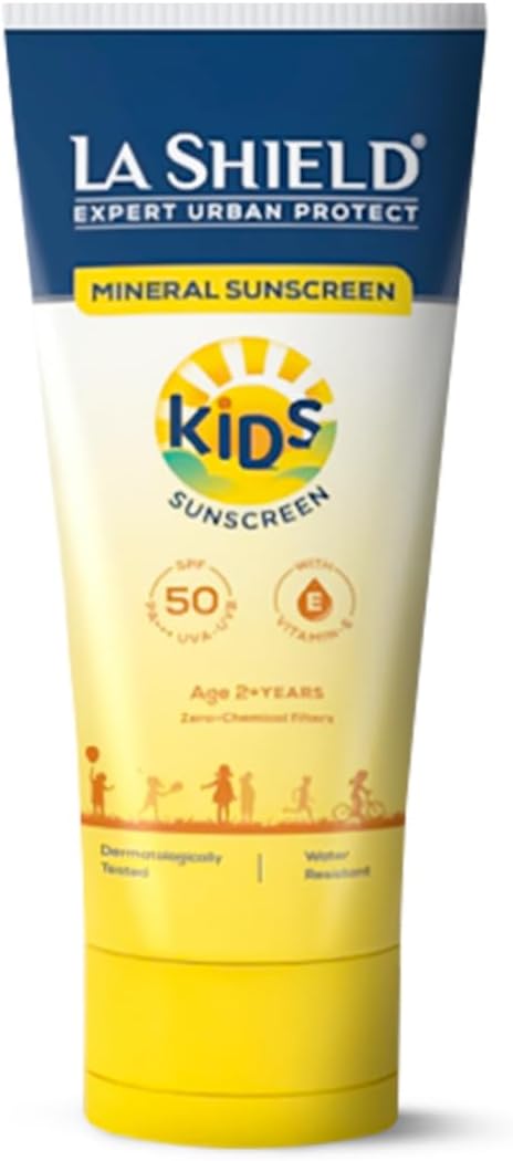La Shield Kids Sunscreen Gel SPF 50 PA+++ | 100% Mineral Sunscreen | For kids above 2 years age |Enriched with Vitamin E and Hyaluronic Acid | Suitable for Sensitive skin | 4 hour water resistant | F