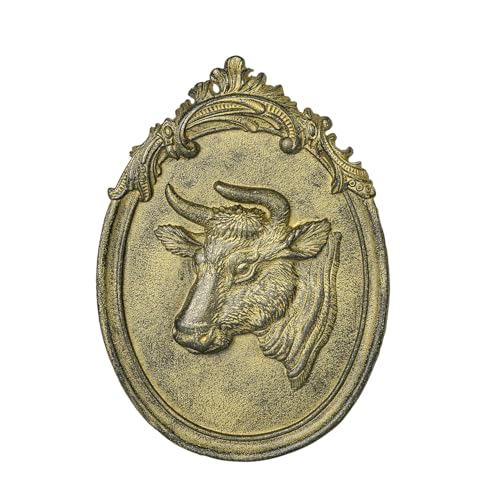 Sungmor Cast Iron Bull Head Wall Sculpture for Home & Outdoor Patio Decor