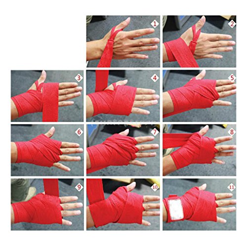 Tongina 2 Pcs Mão Interna Luvas De Punho Bandagens MMA Muay Thai Protetor De Mão - Vermelho