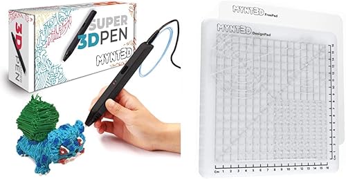 MYNT3D Kit de bolígrafo y alfombrilla Super 3D dibuja en 3D con filamentos ABS y PLA