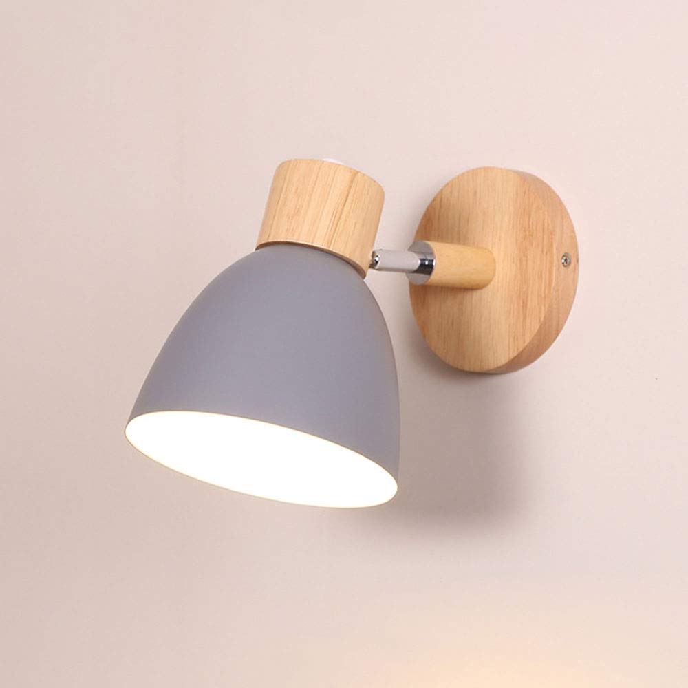 Lampe rotative E27 applique murale orientable en bois pour l'éclairage de chevet