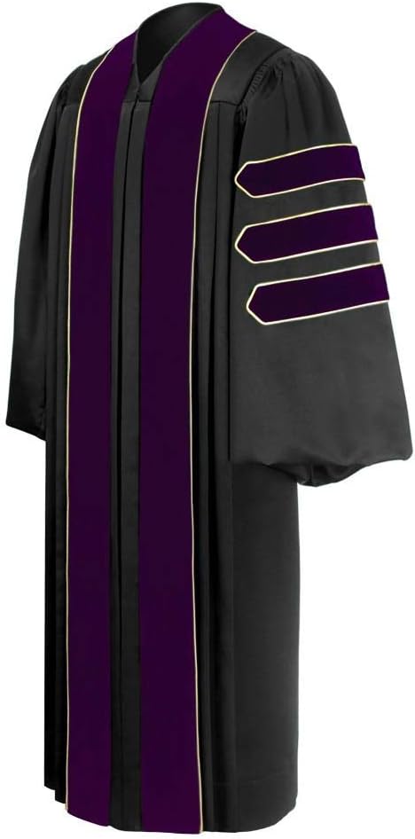 CLERKMANS Unisex Law Doctoral Graduation Gown, Pastor Clergy Robe with 4,6,or 8 Sided Tam