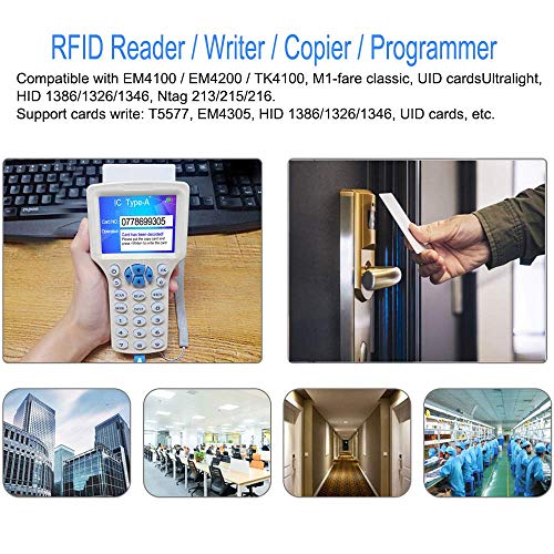 LEXI Upgraded 10 Frequency RFID Writer/Reader/Duplicator, 125KHz 13.56MHz ID IC HID UID Decoder, Card Copier, NFC Reader, Key fob Cards Programmer, with USB Interface and Software