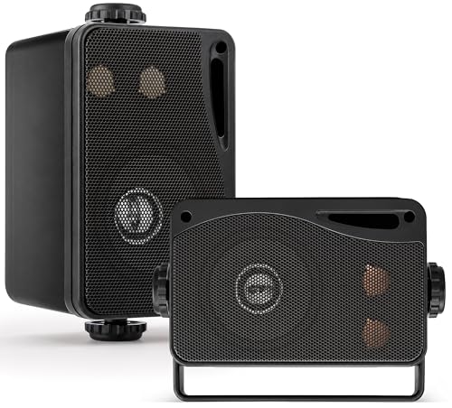 Image of Pyle 200W Waterproof Outdoor Speaker | 3.5 Inch 3-Way Marine Speaker with Bass Reflex Vent, Rust-Proof Mesh Grills | Boat Speakers for Deck for Poolside and Marine Use, | Black