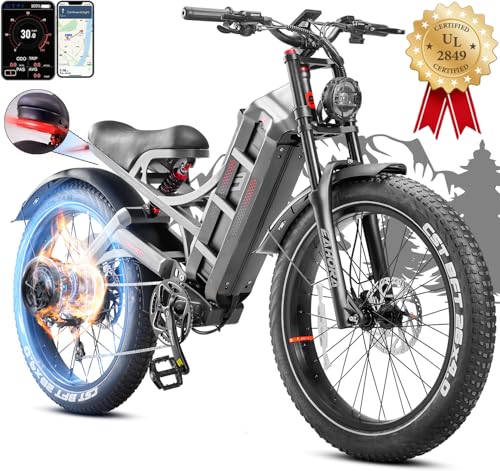 eAhora Romeo Pro Electric Bike for Adults,1200W 60Ah 26'' Fat Tire Electric Bike,E Mountain Bike Full Suspension Ebike Dual Hydraulic Brakes, Long Range 100+Miles Fast Moped Style, Romeo Pro-Gray