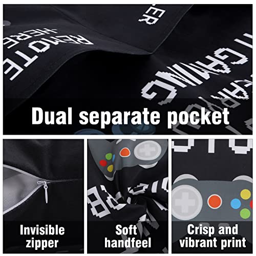 Gamer Gifts Pillow Cover Case 18X18 Inch With Dual Pockets And Funny Gamer Socks Set, Stocking Stuffers For Men Him Teen Boys, Teenage Gift Idea #TOP2