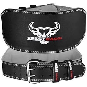 BEAST RAGE Weightlifting belt for men and women-7mm Thick and 6” Wide Adjustable Leather Gym Belt with Padded Lumber Back Support for Weightlifting, Powerlifting, Deadlifts Workout, Strength Training and Squat Exercise.