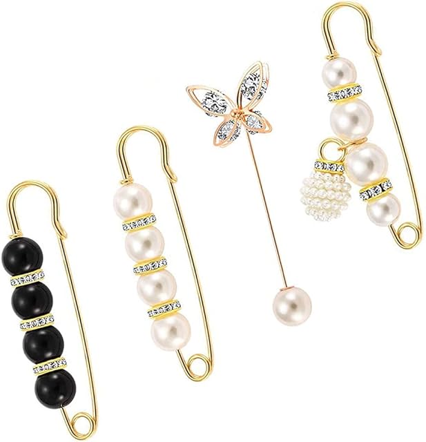 4 Pezzi Di Spille Da Donna, Spille Da Balia, Bottoni Di Perle, Spille Di Perle, Cappotti Con Maglione a Scialle, Accessori Di Abbigliamento Per Donne e Ragazze