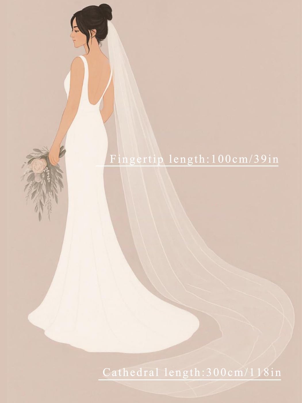 Foyte Cathedral Length Veil Bride Wedding Veils 1 Tier Bridal Long Tulle Chapel Veils for Women - Image 6