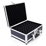 SSLine Portable Aluminum Hard Pistol Case Locking Handgun Security Box with 2 Separate Compartments