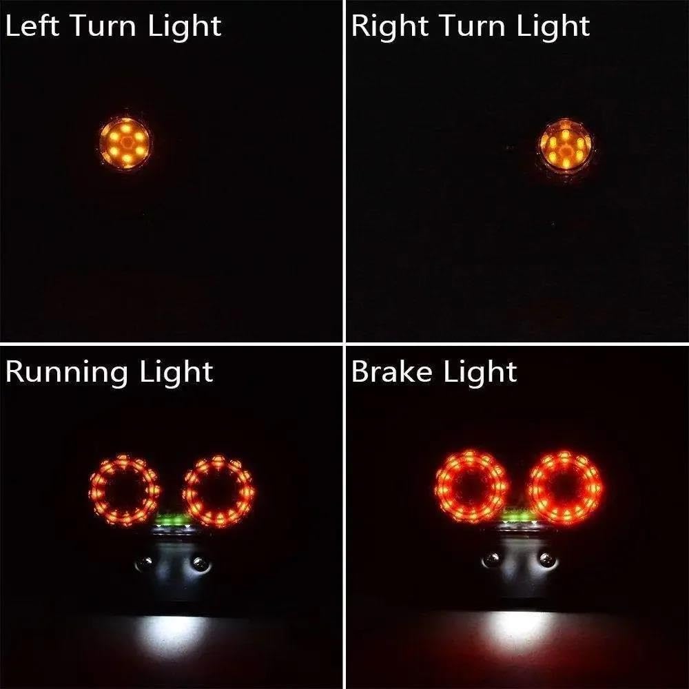 Luz Trasera De Freno Universal Para Motocicleta Lámpara Señal LED Integrada Con Soporte Placa Matrícula 12V(Ahumado)