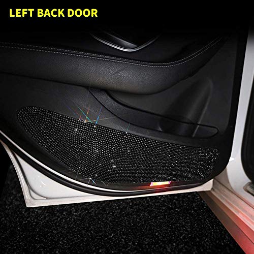 Image of Bling Car Anti-Kick Pad Crystal Protective Pad Universal Anti-Kick Dirty Stickers Anti-Collision Stickers, 4 Pack (2 Pack for Front Door and 2 Pack for Back Seat Door), Black