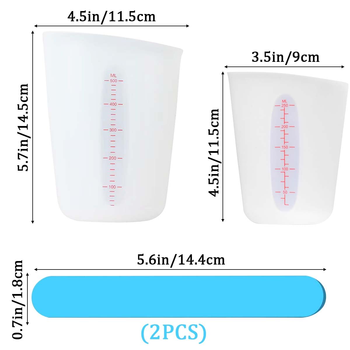 Lot De 2 Gobelets Doseurs En Silicone - Pour Résine époxy
