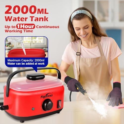Image of Flgocexs Steam Cleaner for Home,2500W Pressurized Steam Cleaner with 3 Brush Heads Portable Steamer for Cleaning Multi Surface Steam Cleaners with 2L Tank for Floor Car Carpet Upholstery