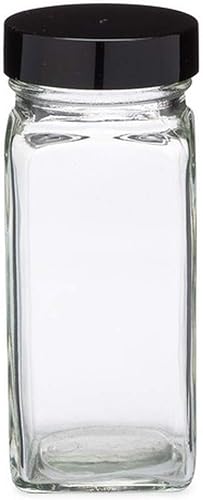 Pride Of India Tarros pequeños de vidrio transparente para especias con tapa de tamiz doble, sin BPA de grado alimenticio, fabricados en Estados
