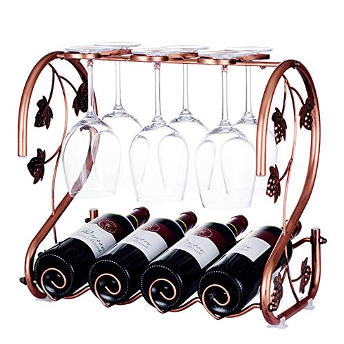 Soporte de vino de hierro para 4 botellas y 6 copas miniatura 2