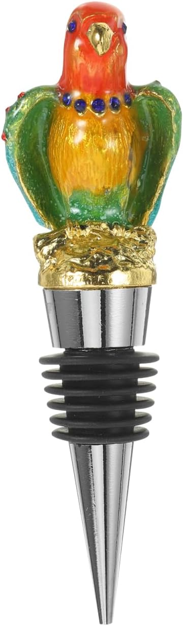 Parrot Wine Stopper Zinc Alloy Enamel Wine Bottle Stopper Decorative Airtight Reusable Bottle Sealer for Home Bar Kitchen