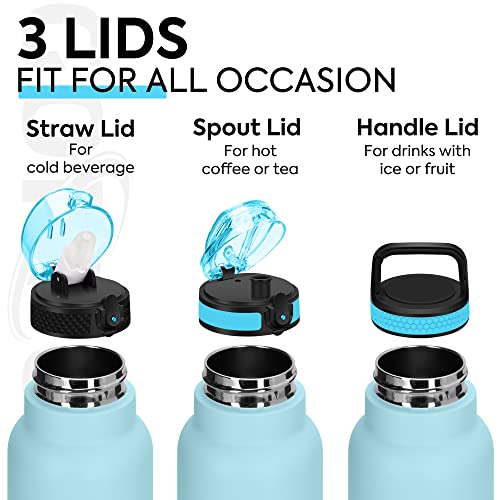 GOPPUS 750ml/24oz Insulated Water Bottles with Straw 0.75 Litre Metal Bottles Steel Thermal Flask Stainless Steel Gym Bottle Double Walled Drinks Bottle Leakproof Hot/Cold Water Flask BPA Free - Image 3