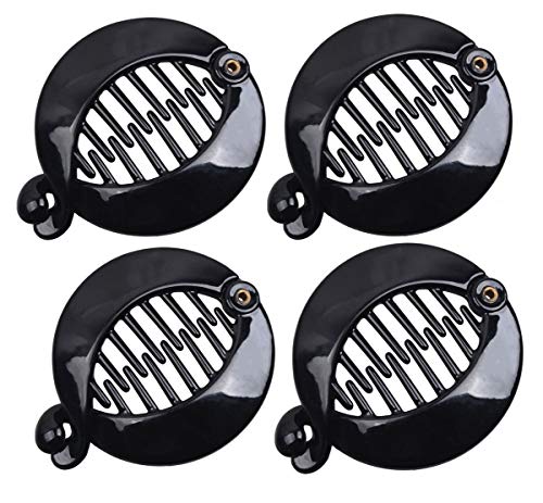 4 PCS Small Round Banana Clips Resin Hair ClipsFashion Interlocking Banana Combs Flat Shark Hair Clincher Hair Accessories for Women Lady (Black)