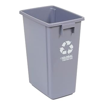 Global Industrial Indoor Recycling Container with Open Top, 15 Gallon Capacity, 12" W X 18" D X 24" H, Corrosion Resistant Polypropylene Construction, Gray