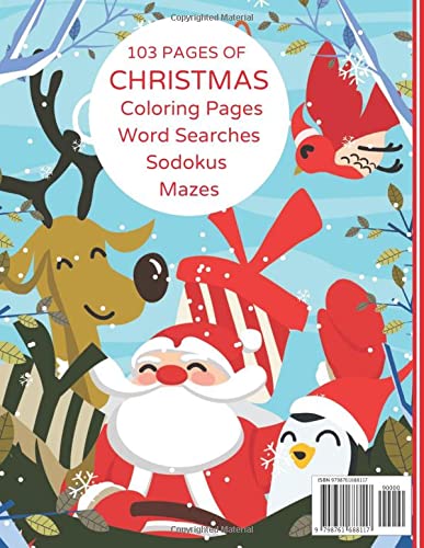 Hello Winter Children's Activity Book: 103 Pages of Christmas: Coloring Pages, Word Searches, Sudokus, Mazes. Perfect Gift for Kids ages 4-12. ... motor skills in a fun way! Cute X-MAS cover image 3