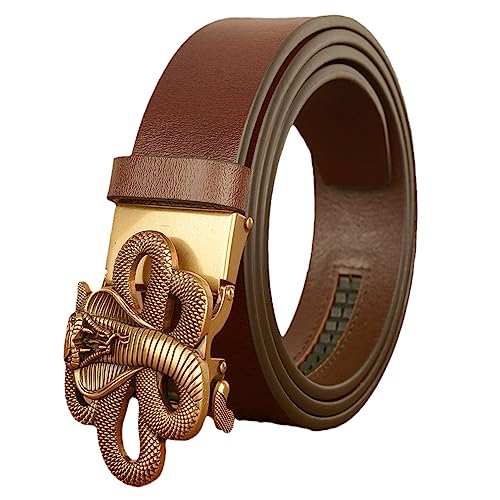Ceinture à cliquet coulissante pour homme en cuir avec boucle automatique