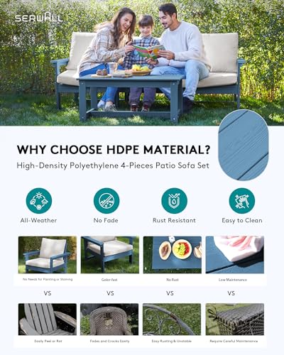 Image of SERWALL HDPE Outdoor Couch with Coffee Table