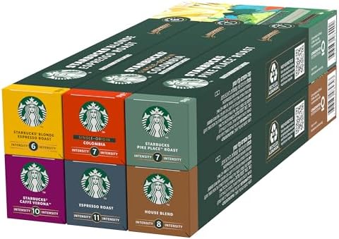 STARBUCKS Discovery Variety Pack by Nespresso, Kaffeekapseln mit einer Auswahl an hellen, mittleren und dunklen Röstungen, 6 x 10 (60 Kapseln) – Exklusiv bei Amazon
