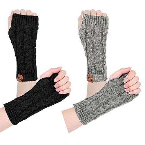 Women Arm Warmers - Winter Warm fingerless gloves knit hand warmers Crochet Thumb