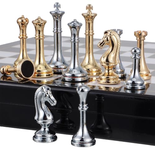 Set de Ajedrez Metálico con Tablero Mármol 11.5 Pulgadas miniatura 3