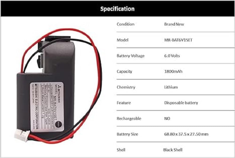 MR-BAT6V1SET 6V 1800mAh Lithium Battery Compatible with 2CR17335A WK17 for MR-J4 PLC Battery M80 Driver J4 Servo System, 5 Packs