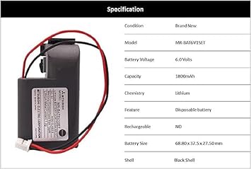 MR-BAT6V1SET 6V 1800mAh Lithium Battery Compatible with 2CR17335A WK17 for MR-J4 PLC Battery M80 Driver J4 Servo System, 2 Packs