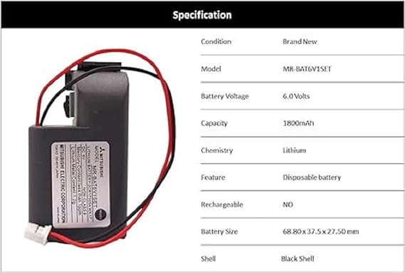 MR-BAT6V1SET 6V 1800mAh Lithium Battery Compatible with 2CR17335A WK17 for MR-J4 PLC Battery M80 Driver J4 Servo System, 2 Packs