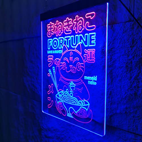 Maneki Neko Neon Signs For Wall Decor, Japanese Lucky Cat & Ramen Led Neon Light Beckoning Cat Sign Good Fortune Health Feng Shui Decorative Light Gift For Teen Daughter & Son, Friends - 16" X 24" #TOP2