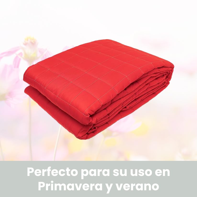 INTRECCI Colcha de Verano, 210x260 cm, Manta de Verano, También Primavera, Doble Cara, Moderna, Ligera, Elegante. Color: Burdeos/Rojo