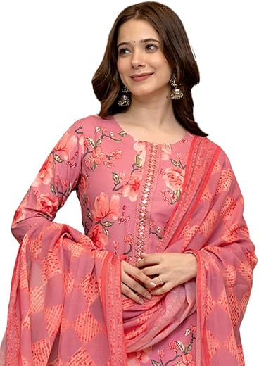 Vaamsi Women's Rayon Blend Floral Straight Printed Kurta Pant With Dupatta | kurta sets for woman