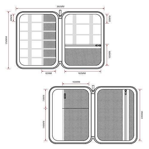 TYCKA Portable Electronics Travel Organizer Storage Bag for Accessories, Cable, Cord, iPad Mini, Kindle, USB, SD Cards, Chargers, Deep Gray