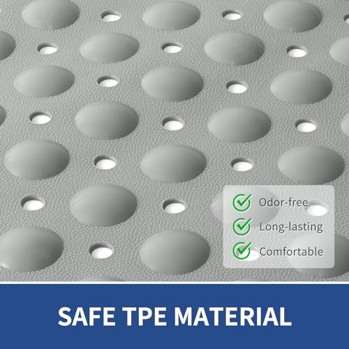 OTHWAY Large Shower Mat 34"x 23", TPE Non Slip Shower Mat for Walk in Shower Stall, Inside Shower Mats with Drain Holes Suction Cups, Anti-Slip for Elderly Kids (Dark Grey) by OTHWAY - Used condition - Image 4