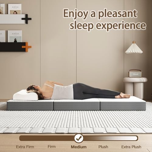 Purrjoys Folding Mattress Single 10CM, Trifold Guest Mattress With Washable Cover, Foldable Floor Mattresses For Travel, Camping, Studio, Dorm - 7