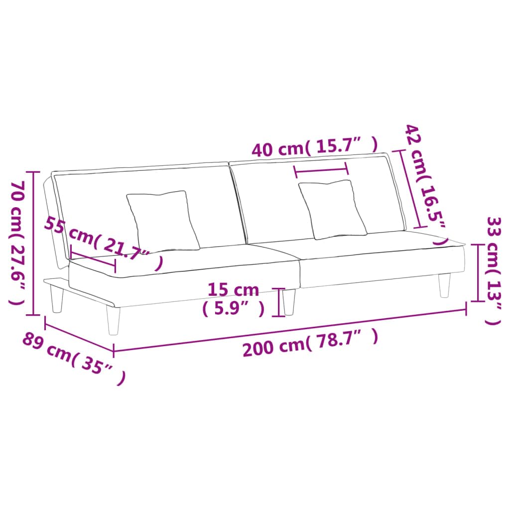 Canapé-lit en velours gris clair avec fonction couchage et 2 oreillers, extensible, cadre en contreplaqué robuste, meubles rembourrés confortables pour salon, chambre d'amis, bureau, gain de