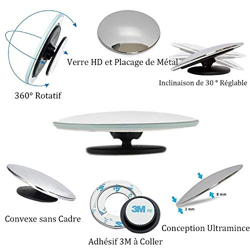 Lot de 2 Miroir Angle Mort, Convexe 360° pour Voiture SUV Camion Moto – vue 3