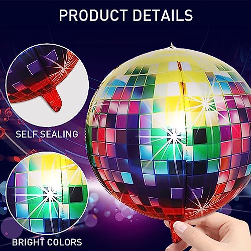 Disco Ball Balloons, Kaluofan 12PCS Disco Balloons, 22 Inches Helium 4D Colorful Disco Ball Party Balloon, Shiny and Unique - Image 3